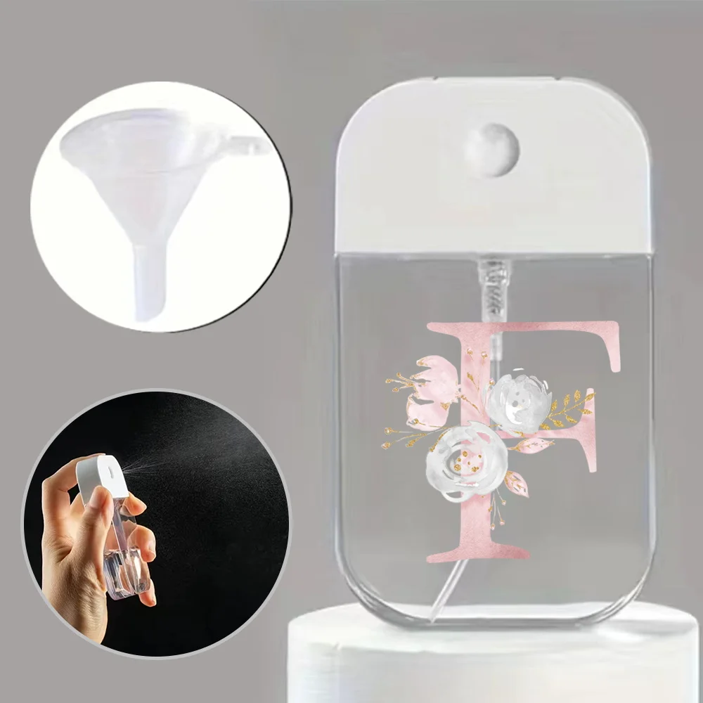 Portable Mini Spray Bottle with Funnel – Refillable Pink Flower and Letter Pattern Container for Perfume, Alcohol, Hand Sanitizer, Liquid Sub-Packaging, Travel-Friendly Cosmetic Sprayer - 图片 19