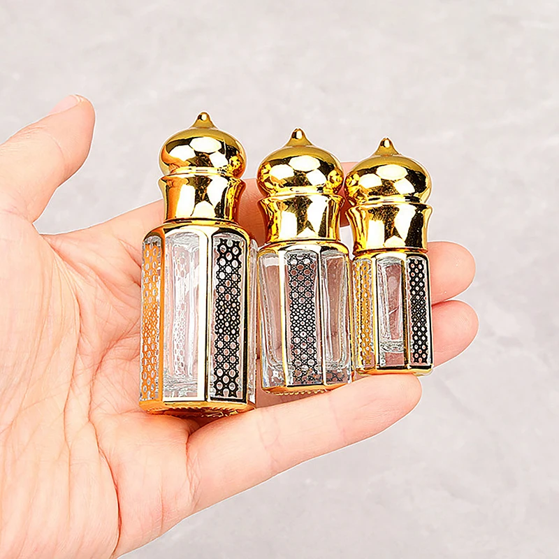 3/6/15ml Gold Mini Glass Roller Bottles, Refillable Travel Perfume & Essential Oil Containers, Octagon Roll-On Bottles for DIY Fragrance, Beauty Oil, Aromatherapy, Portable Cosmetic Sub-Bottles - 图片 5