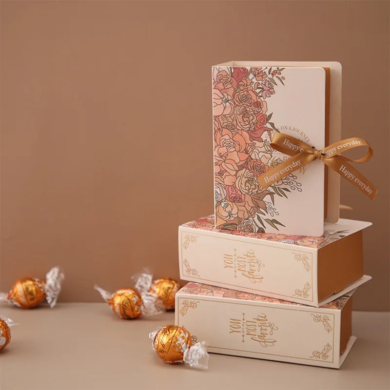 Creative Book-Shaped Gift Box, DIY Candy and Chocolate Packaging for Valentine's Day, Weddings, Birthday Parties, Baby Showers, Banquets, and Small Gift Presentation, Elegant Ribbon Decor - 图片 11