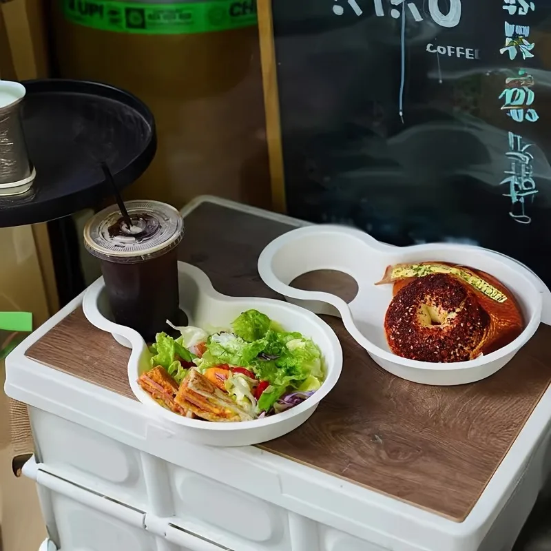 50/60pcs Disposable Hot Dog Food Trays with Dual Compartments and Beverage Cup Holder, Eco-Friendly Paper Plates for Snacks, Meals, Picnics, Parties, and Catering