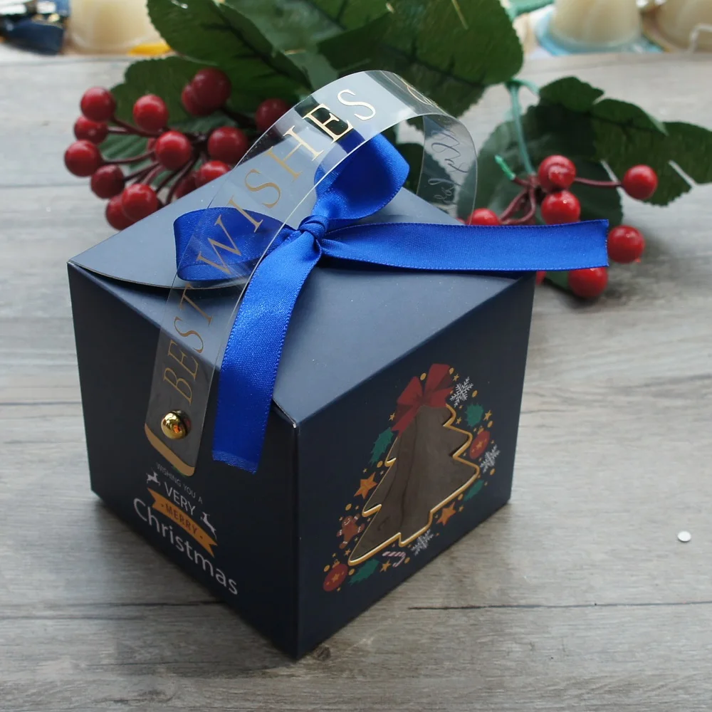 12PCS Christmas Paper Gift Boxes with Window and Handle, Festive Candy, Soap, Candle, Cookie or Small Gift Packaging, Holiday Party Favors, Decorative Seasonal Boxes, Factory Direct Supply - 图片 3
