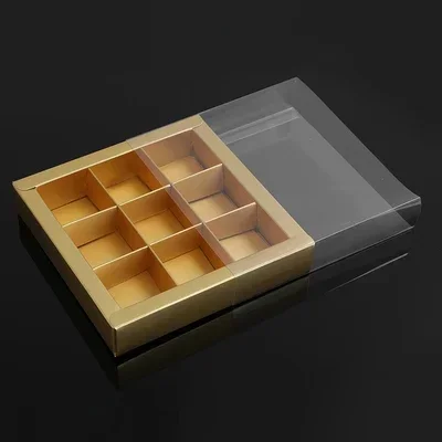 10PCS Chocolate Macarons and Mooncake Boxes with 4/9 Grid Inserts, PVC Transparent Window Gift Packaging, Ideal for Weddings, Christmas, Birthdays, Party Favors, Desserts, and Holiday Celebrations - 图片 7