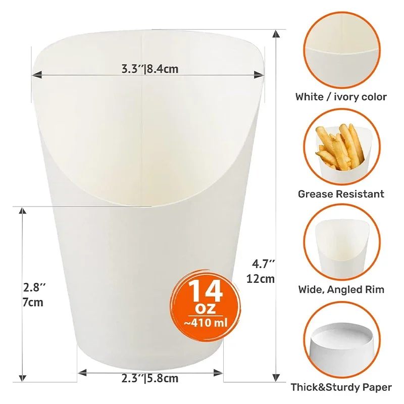 50pcs Disposable Kraft Paper French Fries Holders, Snack and Dessert Cups, Potato Chips Containers, Charcuterie Cups for Parties, Weddings, Birthday Celebrations, Catering, Takeout, Eco-Friendly Food Service - 图片 2