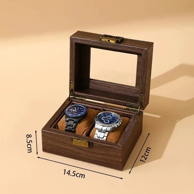 Retro-Inspired PU Leather Watch Storage Box with Imitation Wood Grain, Creative Gift Case for Watches, Sunglasses, and Jewelry, Soft Velvet Interior, Elegant Organizer for Men and Women