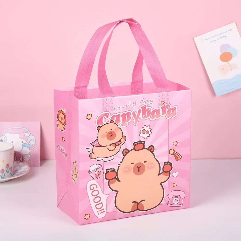 New Capybara Non-Woven Tote Bags, Reusable Waterproof Shopping and Gift Bags for Kids, Parties, Snacks, Small Gifts, and Daily Use, Foldable, Durable, Factory Direct Supply - 图片 3