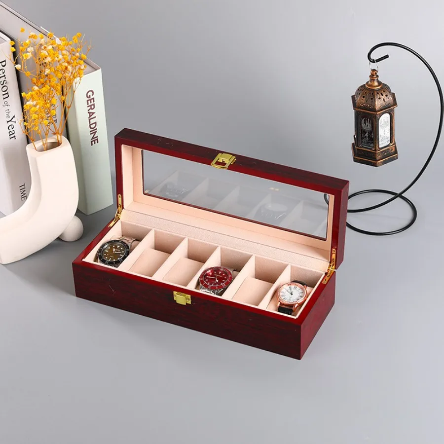 Wooden Watch Storage Box with 1/2/3/5/6/10/12 Slots, Piano-Bake-Paint Finish, Jewelry Organizer for Men & Women, Travel and Home Display Case for Watches, Bracelets, Small Gifts, Elegant MDF Construction - 图片 11