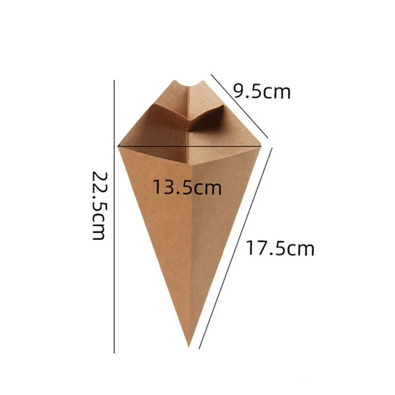 50pcs Disposable Kraft Paper French Fries Boxes, Fast Food Takeout Containers for Chicken, Popcorn, Nuggets, Fries, Snack Serving, Eco-Friendly, Disposable Paper Food Holders for Parties, Catering, Restaurants - 图片 6