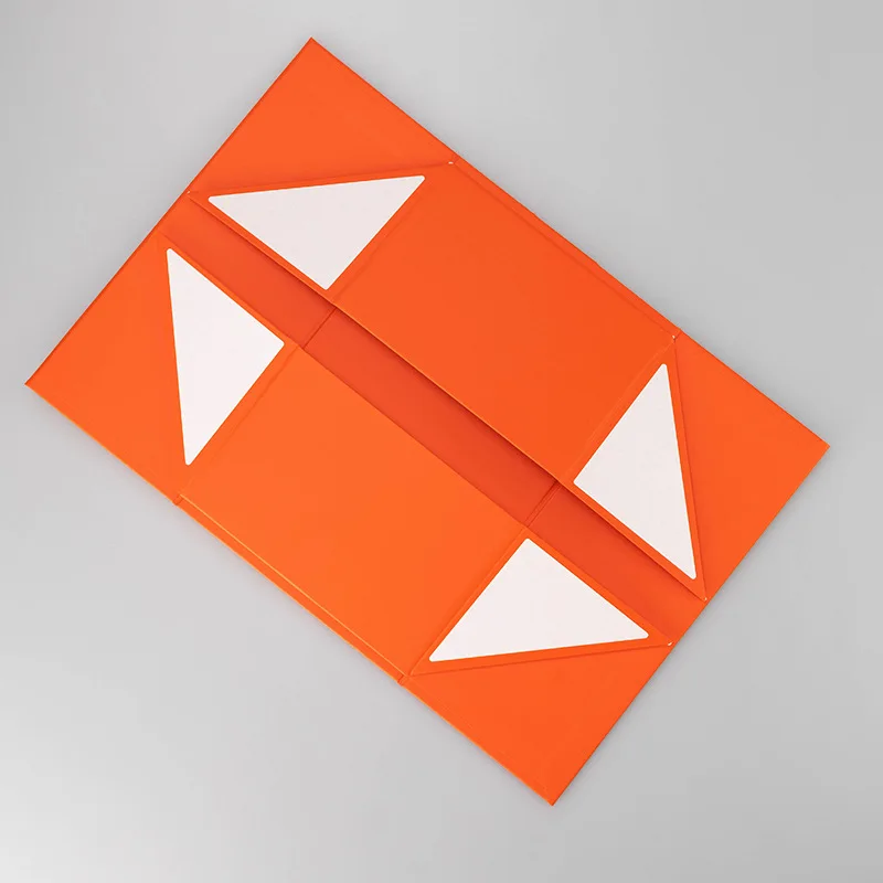 Large Orange Magnetic Folding Rigid Paper Gift Box with Custom Logo Printing, Sturdy Cardboard Packaging for Weddings, Events, Luxury Gifts, Party Favors, Bulk Foldable Storage Solutions 8