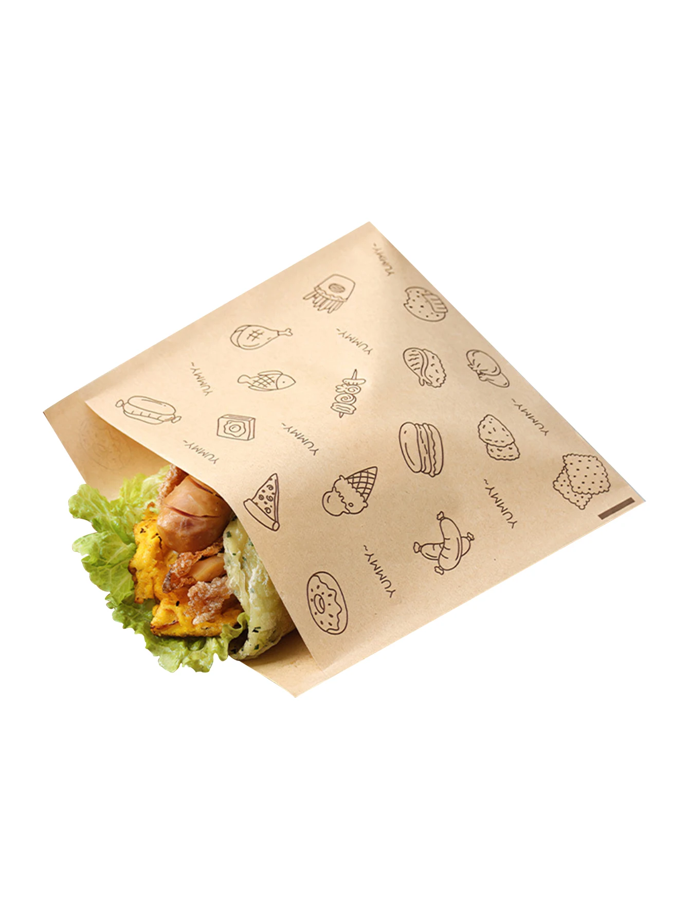 50PCS Grease-Resistant Kraft Paper Food Wrapping Sheets – Oil-Proof Sandwich, Burger, Fries, Toast & Fried Food Liners – Cute Bear Print Party Disposable Paper Mats for Home, Restaurant, Bakery 8