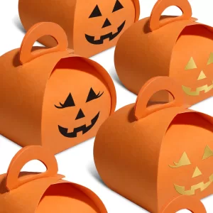 10/20/50PCS Halloween Candy Boxes for Kids, Decorative Bread and Gift Boxes with Emotions Hot Stamping, Party Favors, Treat Packaging, Spooky Themed Design, Factory Direct Supply