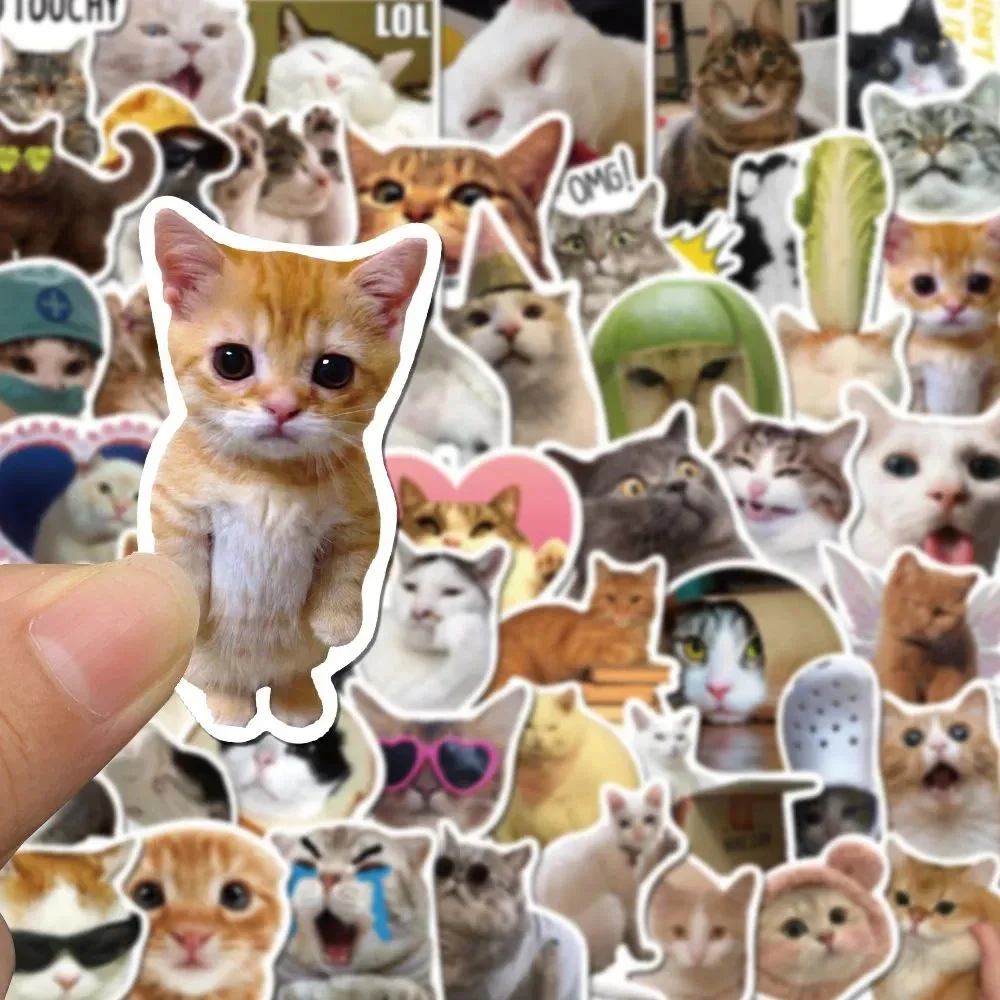 10/50PCS Cute Cartoon Cat Graffiti Stickers Vinyl Waterproof Decals for Phone, Laptop, Guitar, Skateboard, Notebook, Suitcase, Cup, Kids Toys — Durable PVC Decorative Packaging Stickers Set - 图片 2
