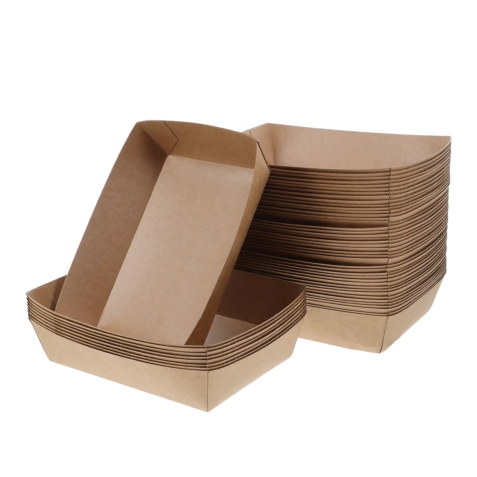 50pcs Disposable Paper Sandwich and Hot Dog Boxes, Kraft Food Boat Trays for Takeout, Picnic, BBQ, Fried Foods, and Party Snacks - 图片 3