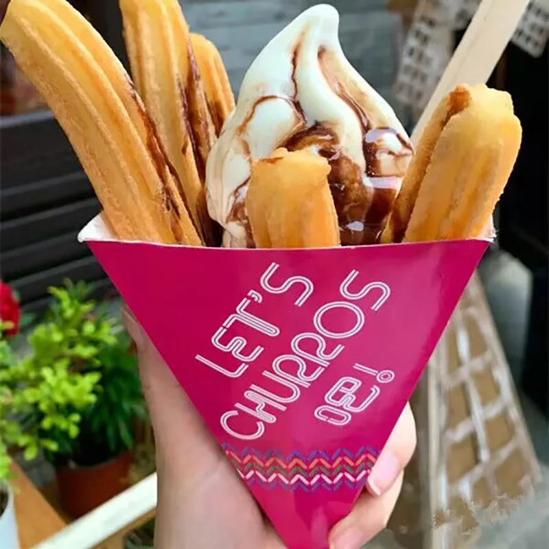 100pcs Spanish Churros Takeaway Boxes, Disposable Paper Food Packaging for Chocolate, Baked Goods, French Fries, Snacks, Party Catering, Fast Food, Bakery, Birthday, Wedding, Eco-Friendly 5