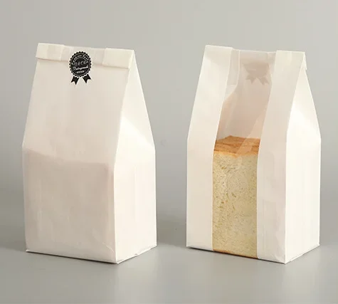 100 Pack Oil-Resistant Kraft Paper Food Bags with Transparent Window – Brown & White Bread, Toast, and Bakery Packaging Pouches for Daily Use, DIY, and Homemade Treats - 图片 5