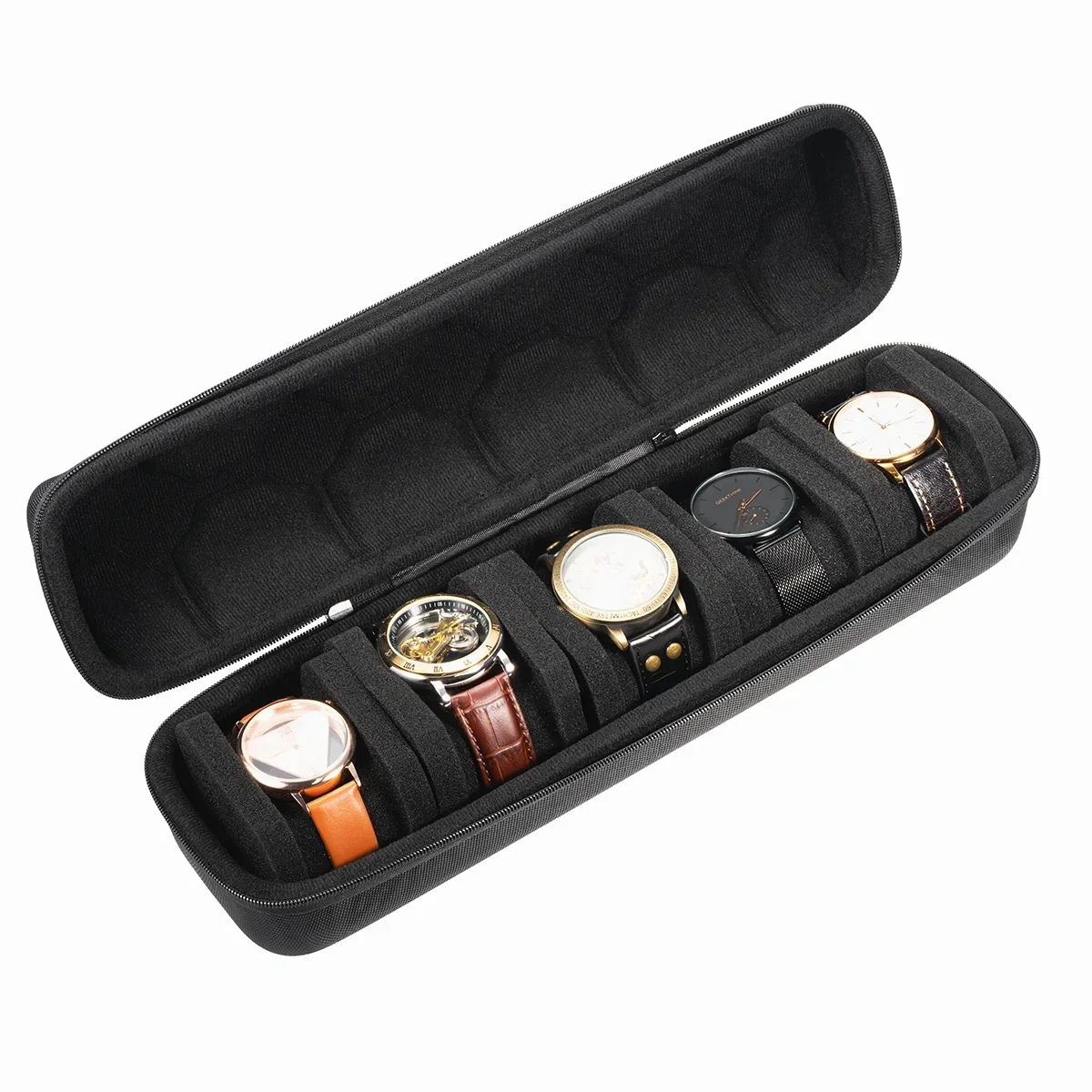 Travel Watch Organizer | 5-Slot Portable Watch Storage Case with PU & Velvet Lined Compartments, Compact Travel Watch Organizer for Men, Women, Smartwatches, Fitness Trackers, and Luxury Timepieces, Waterproof and Durable - 图片 18