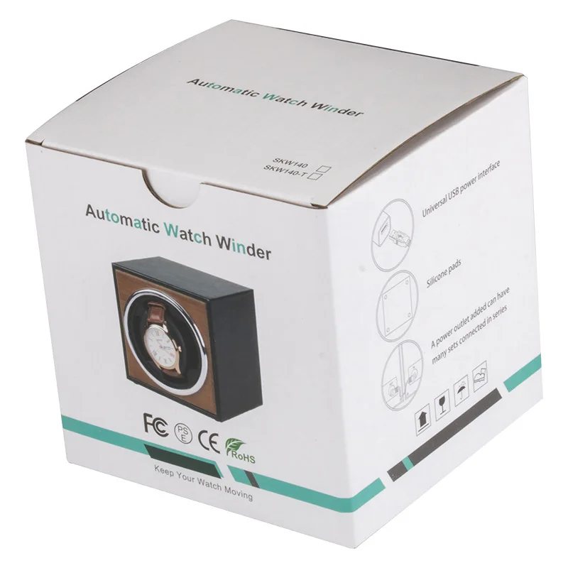 Automatic Watch Winder Box for Mechanical Watches with Silent Rotation, Dual Gear Settings for Short-Term and Long-Term Winding, USB Powered Universal Voltage Compatible Wooden Display Case - 图片 6