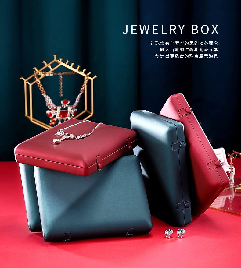 Travel Jewelry Organizer 💎 Red Blue Jewelry Organizer Box – Large Capacity Storage Case for Rings, Bracelets & Necklaces – Elegant Jewelry Holder Gift Box for Women – Durable PU Leather Display Packaging