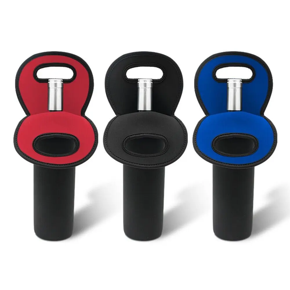 Insulated Neoprene Wine Bottle Packaging Cover, Reusable Solid Color Protective Freezer Bag for 750ml Bottles, Portable Thermal Wine Carrier Gift Wrap Bag Black Red Blue 6