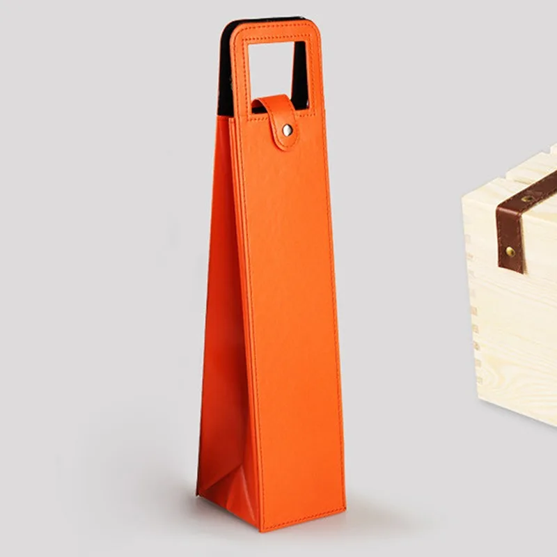 Red Wine Packaging Bags Leather Boxes for Gift Presentation, Single Bottle Wine Glass Storage Bag, Universal Reusable Packaging Tote, Luxury Party & Holiday Packaging Solution