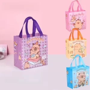 New Capybara Non-Woven Tote Bags, Reusable Waterproof Shopping and Gift Bags for Kids, Parties, Snacks, Small Gifts, and Daily Use, Foldable, Durable, Factory Direct Supply