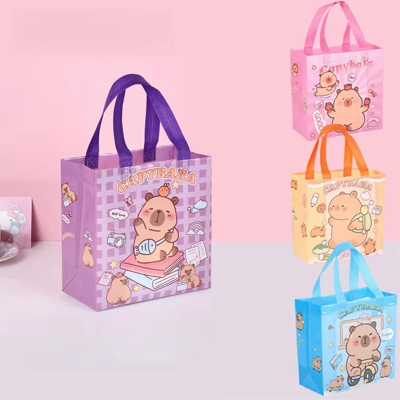 New Capybara Non-Woven Tote Bags, Reusable Waterproof Shopping and Gift Bags for Kids, Parties, Snacks, Small Gifts, and Daily Use, Foldable, Durable, Factory Direct Supply