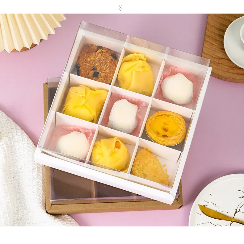 Why 87+ Bakeries Chose This: 10pcs Dessert Grid Boxes with 92% Transparency PET Lids – Foldable 6/9 Holes System Saves $2,400/Year in Freight Costs 10
