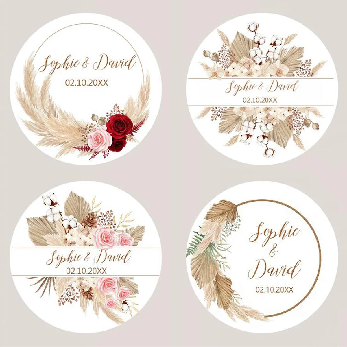 96-Pack Pampas Grass Wedding Stickers – Customizable Sealing Labels for Weddings, Baptisms, Birthdays, Party Decor, Personalized Gift Tags, Event Favors, DIY Craft Stickers for Celebrations 96-Pack Pampas Grass Wedding Stickers – Customizable Sealing Labels for Weddings, Baptisms, Birthdays, Party Decor, Personalized Gift Tags, Event Favors, DIY Craft Stickers for Celebrations