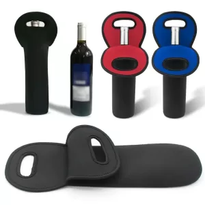 Insulated Neoprene Wine Bottle Packaging Cover, Reusable Solid Color Protective Freezer Bag for 750ml Bottles, Portable Thermal Wine Carrier Gift Wrap Bag Black Red Blue