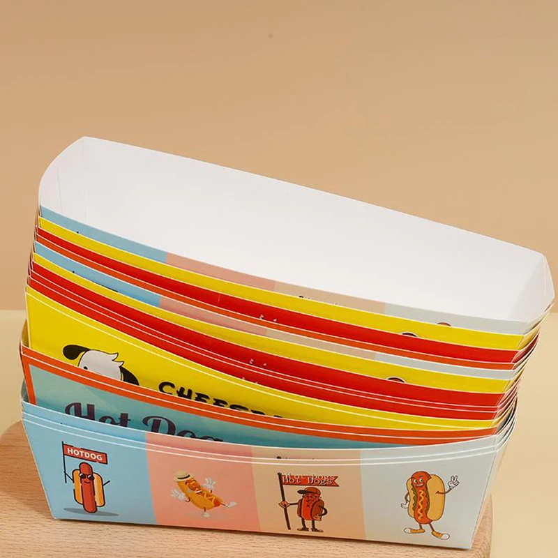 100PCS Disposable Hot Dog Boxes Paper Food Trays | Foldable Takeout Catering Containers for Sandwich, French Fries, Snacks | Eco-Friendly Party Serving Tableware for BBQ, Events, Festivals 4