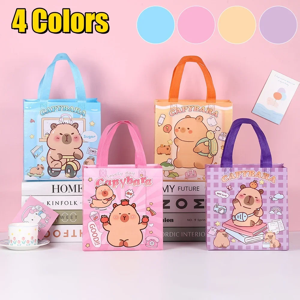 New Capybara Non-Woven Tote Bags, Reusable Waterproof Shopping and Gift Bags for Kids, Parties, Snacks, Small Gifts, and Daily Use, Foldable, Durable, Factory Direct Supply - 图片 2