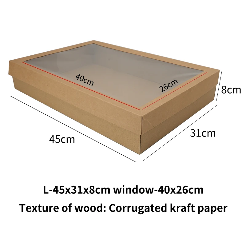 2pcs Picnic Kraft Paper Cake Boxes with Clear Windows, Multipurpose Dessert, Fruit and Food Packaging Containers, Takeaway, Home Kitchen, Party, Event, Buffet, BBQ, Picnic Storage and Carry Box - 图片 8