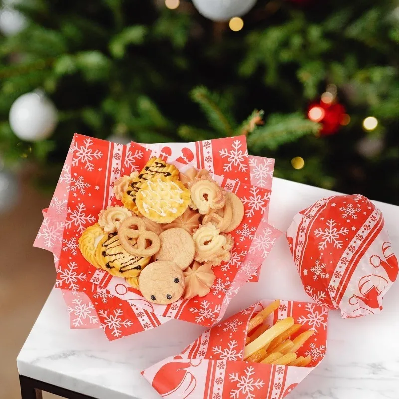 20pcs Christmas-Themed Greaseproof Deli Paper Sheets for Sandwiches, Burgers, Fries, and Snacks – Food-Grade Eco-Friendly Basket Liners for Holiday Parties, Baking, and Festive Food Presentation 4