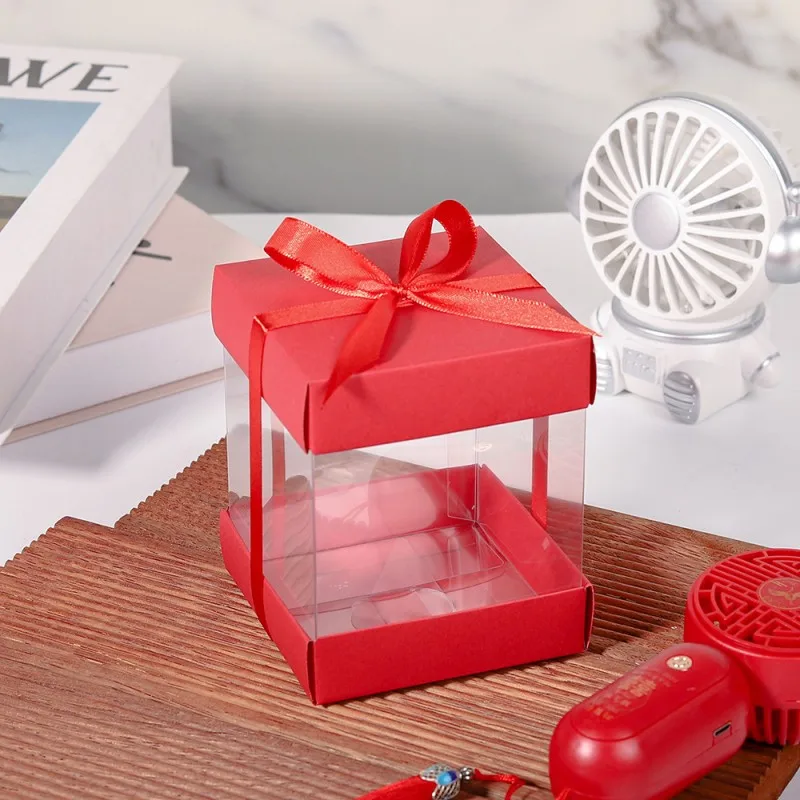 10pcs Clear Favor Boxes, Mini Transparent Cube Gift Boxes for Wedding Favors, Baby Shower, Bridal Shower, Macaron Candy Packaging with Glitter Tops and Satin Ribbon Pull - 图片 3
