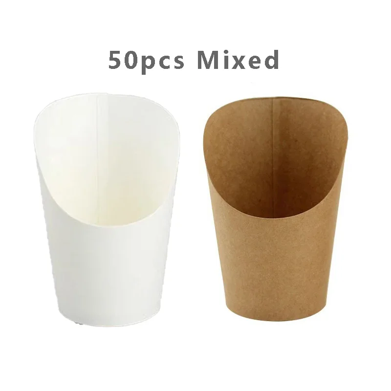 50pcs Disposable Kraft Paper French Fries Holders, Snack and Dessert Cups, Potato Chips Containers, Charcuterie Cups for Parties, Weddings, Birthday Celebrations, Catering, Takeout, Eco-Friendly Food Service - 图片 9