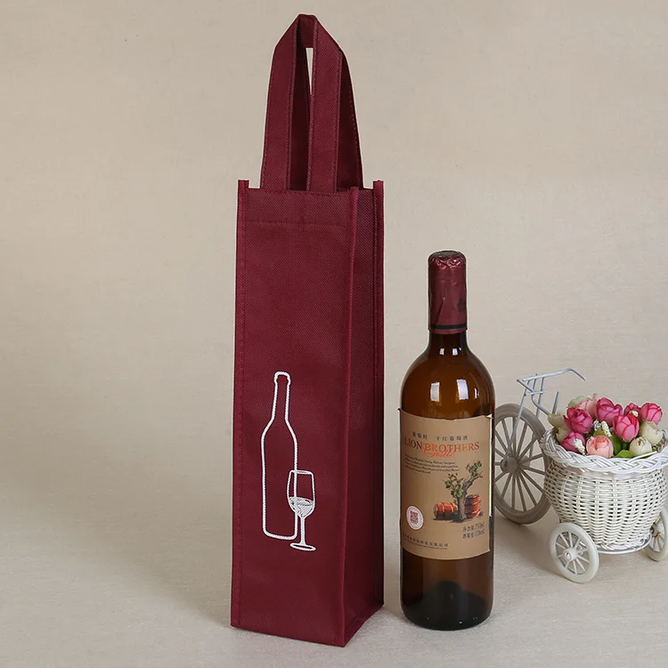 Creative Paper Gift Bags for Red Wine Bottles with String Handle, Reusable Durable Wine Bottle Packaging Bags, Elegant Party, Birthday, Wedding, Holiday Gift Packaging, Black/Red Color - 图片 2