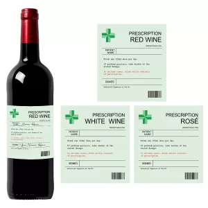 6-Pack Prescription-Themed Wine Bottle Stickers – Funny Christmas & Holiday Vinyl Labels for Birthday, Anniversary, Party Gifts, and Wine Decoration