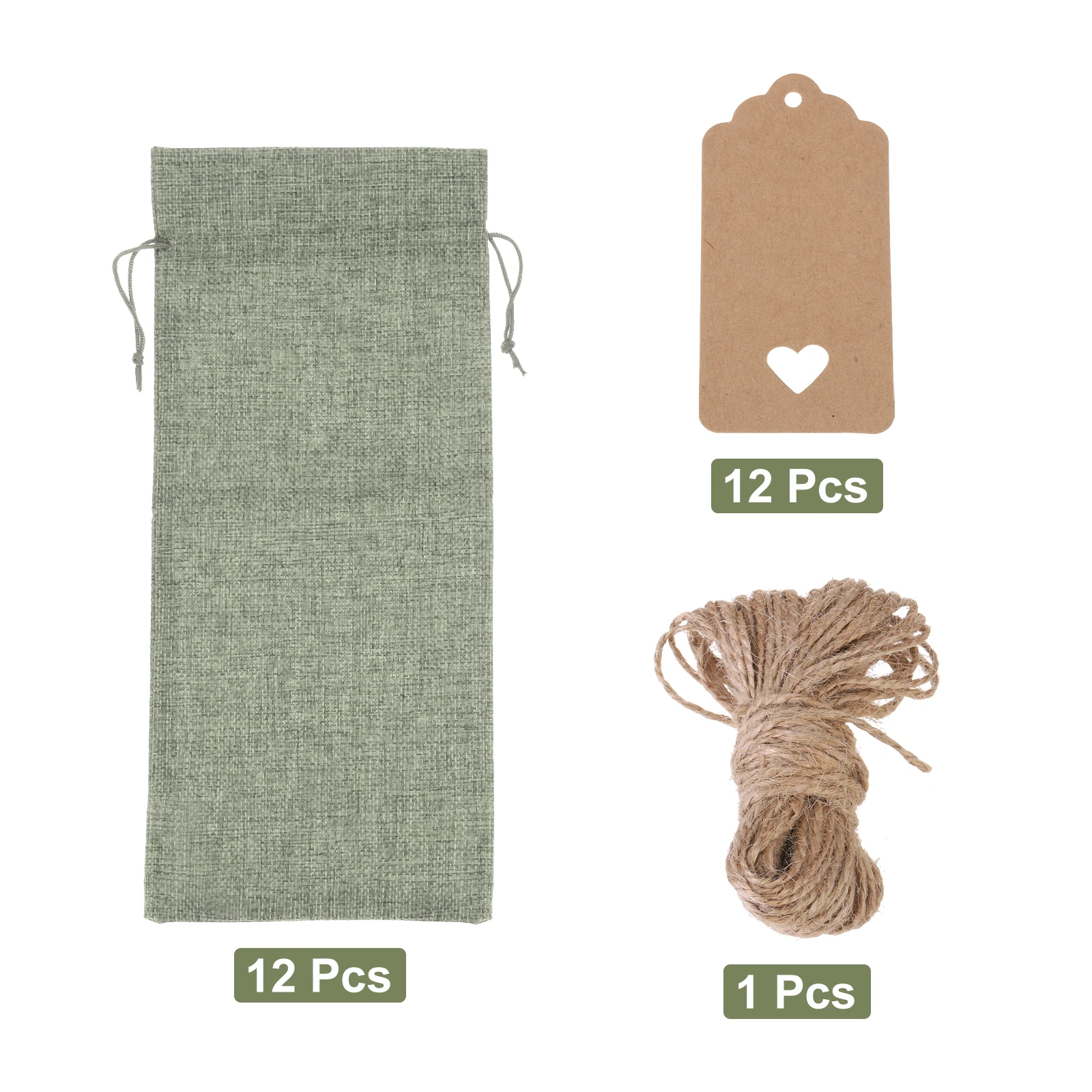 12pcs Burlap Wine Bags with Drawstrings, Reusable Gift Bag Pouches with Tags, Durable Wine Bottle Packaging for Weddings, Christmas, Parties, Home Storage, and Holiday Gift Wrapping - 图片 11