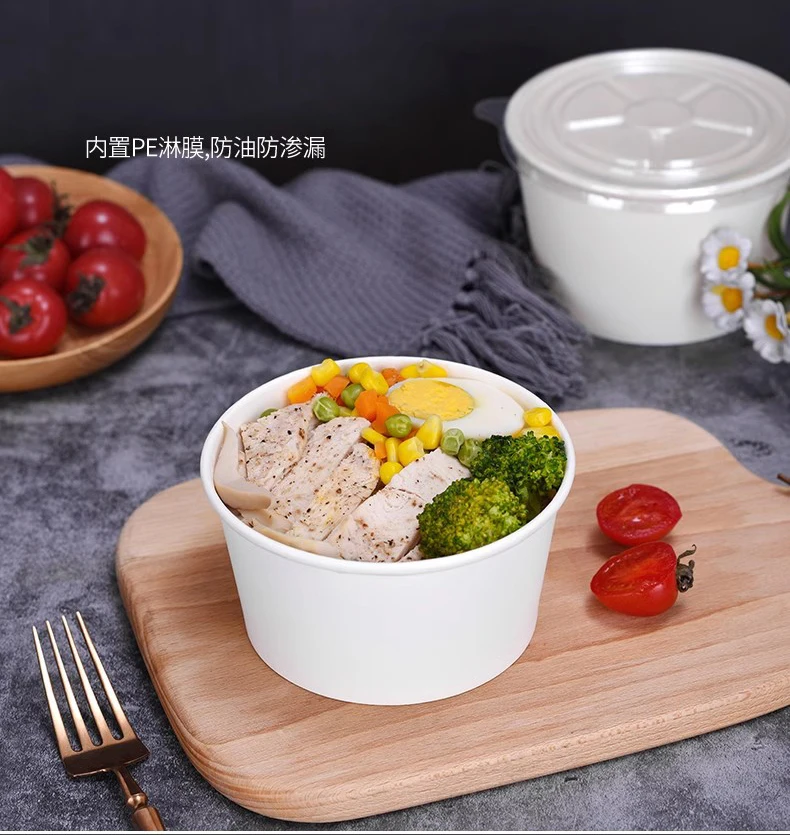 50Pcs Disposable Paper Bowls Eco-Friendly Round Food Containers with Lids, Takeaway Salad Soup Rice Noodle Lunch Packaging Boxes for Restaurants, Picnics, Catering, Fast Food and Party Use 7