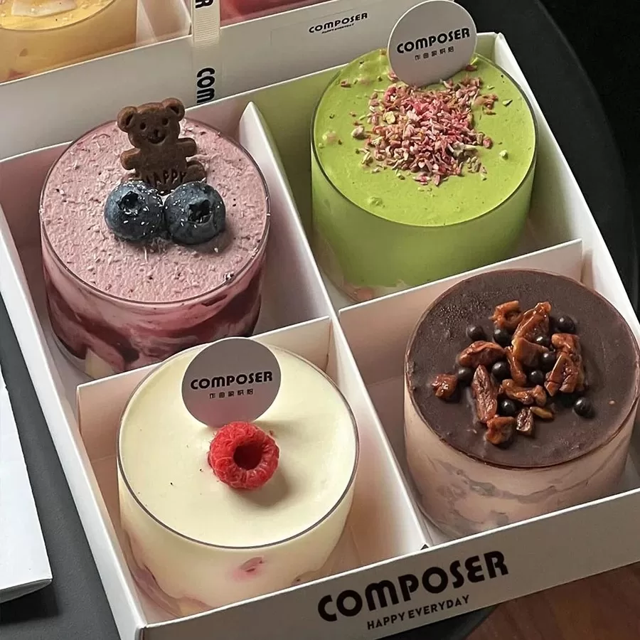 Four by Six by Nine Grid Transparent Cake Box Dessert Pastry Container for Afternoon Tea, Picnic, Party, Takeaway, Western-Style Baked Goods, Mousse, Cupcakes, Cookies, Home and Bakery Packaging