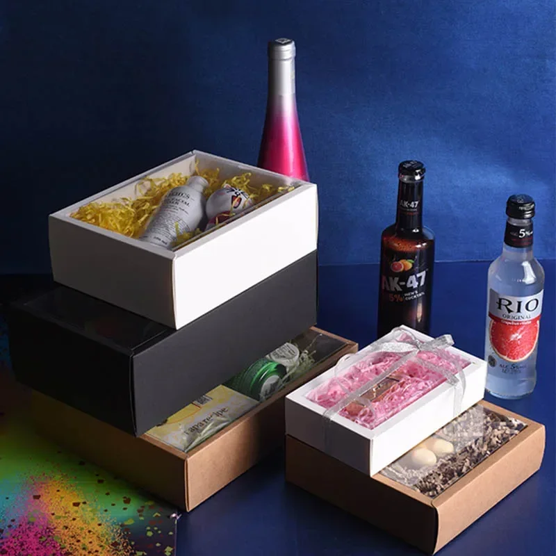 10Pcs Transparent Kraft Paper Gift Boxes with Clear Window, Multi-Size DIY Packaging for Handmade Soap, Jewelry, Candy Wrapping, Cookies, Cake, Bread, Party Decorations and Wedding Favor Display - 图片 5