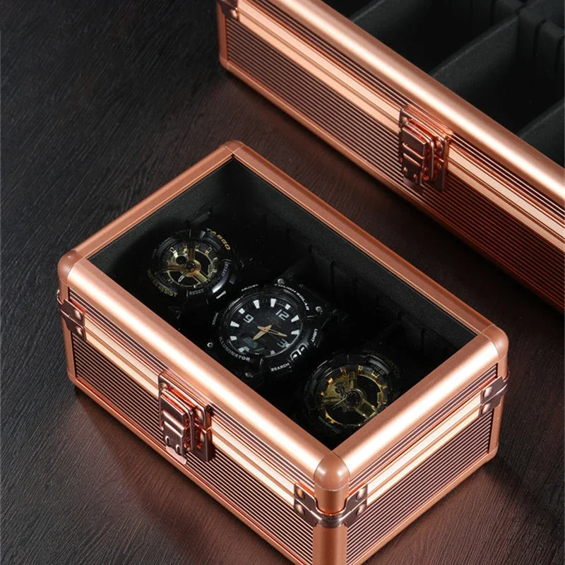 Aluminum Watch Display Case with 1/3/5 Slots, Portable Suitcase Organizer for Men & Women, Multifunctional Clock Storage Box, Watch Stand Holder, Jewelry Storage and Travel Case with Secure Compartments 6