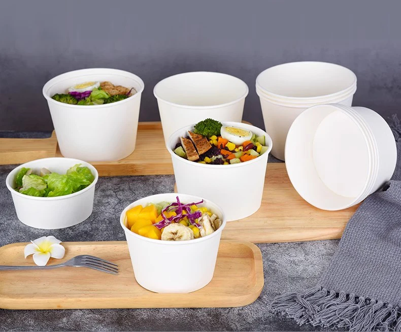 50Pcs Disposable Paper Bowls Eco-Friendly Round Food Containers with Lids, Takeaway Salad Soup Rice Noodle Lunch Packaging Boxes for Restaurants, Picnics, Catering, Fast Food and Party Use 1