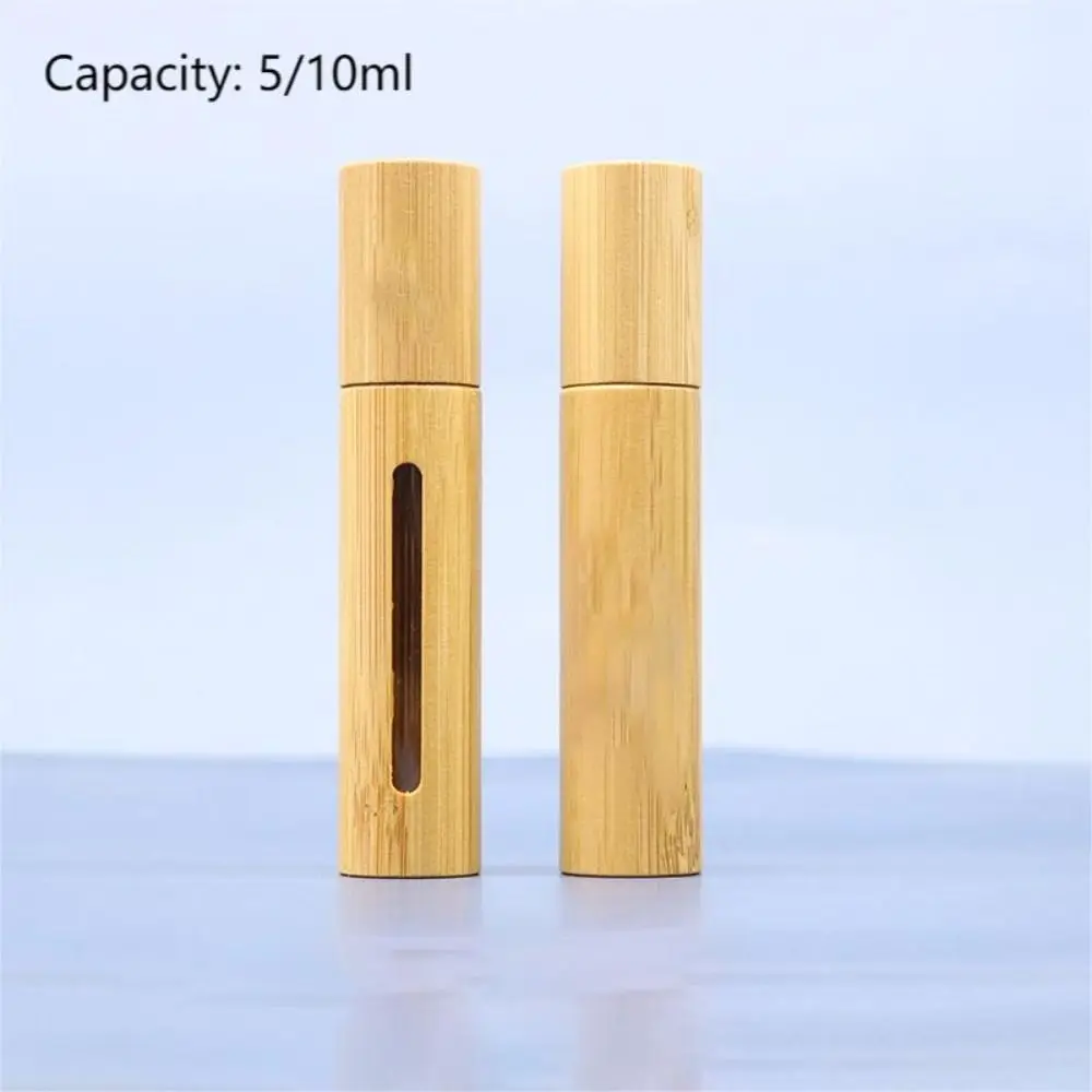 5ml 10ml Bamboo Spray Bottle for Travel, Portable Refillable Mini Cosmetic Container, Eco-Friendly Liquid Atomizer, Cylindrical Design for Perfume, Essential Oils, Face & Body Care, Gift-Ready