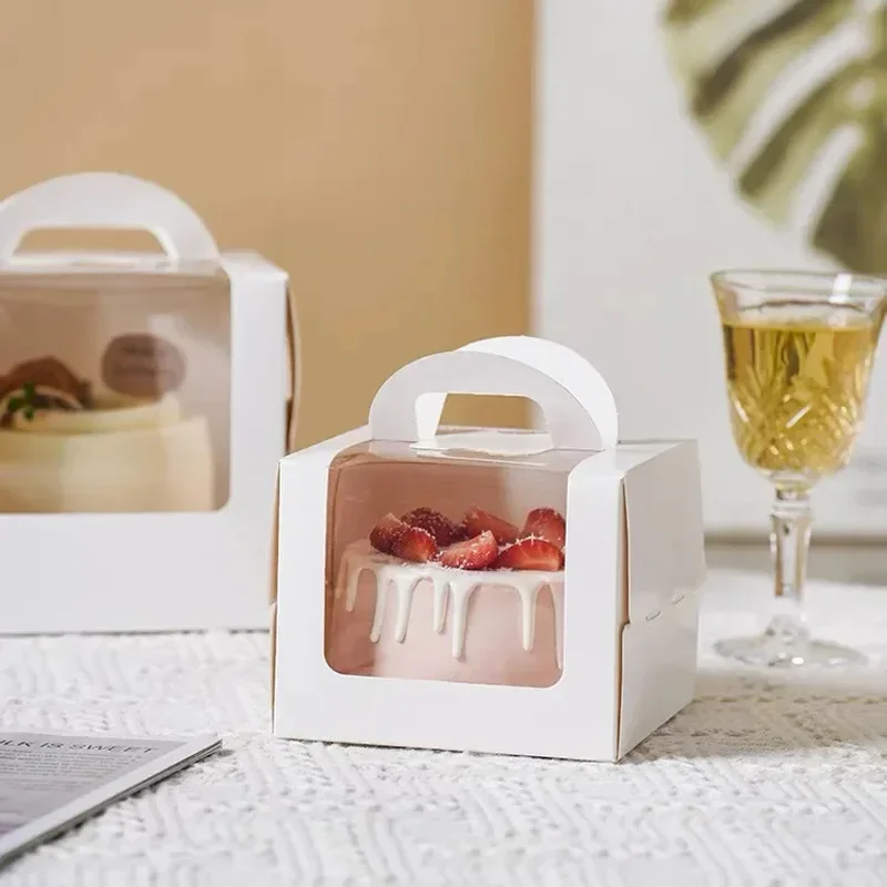 10Pcs Cake Boxes with Clear Window, Paper Gift Packaging Containers for Wedding Birthday Party Muffins Cupcakes Desserts, Baby Shower and Party Favor Storage Display 1