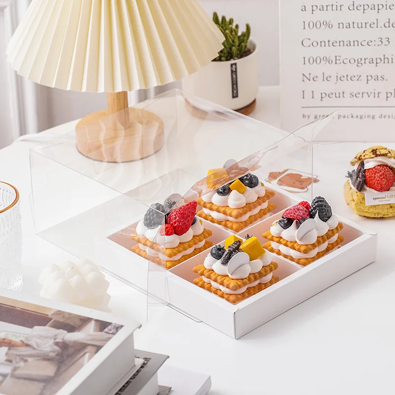 5 Pcs 6-Inch White Paper Cake Boxes with Handle – Windowed Packaging for Mousse, Pastries, Cupcakes, Birthday Celebrations, Wedding Dessert Gifts, and Portable Bakery Takeaway Containers - 图片 4