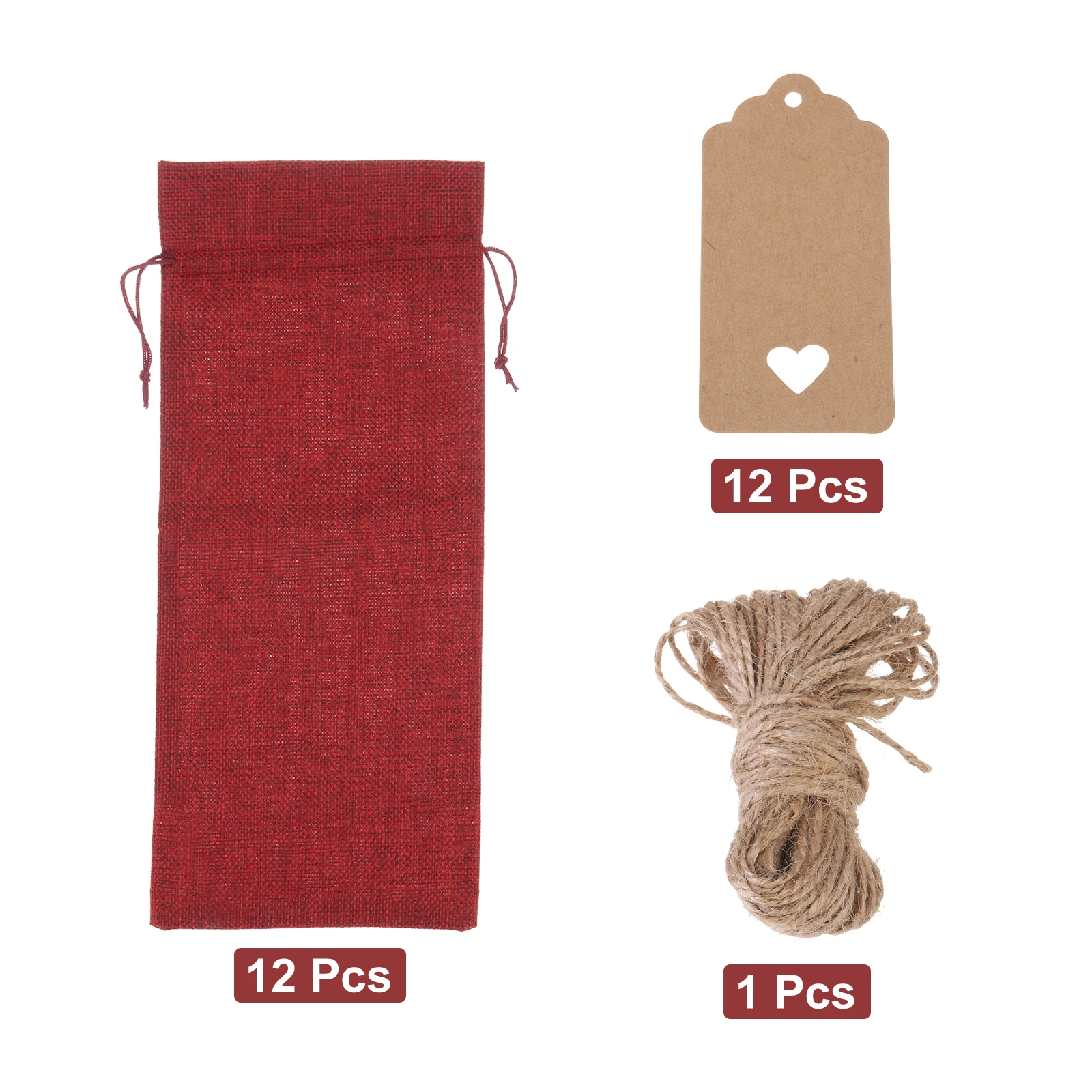 12pcs Burlap Wine Bags with Drawstrings, Reusable Gift Bag Pouches with Tags, Durable Wine Bottle Packaging for Weddings, Christmas, Parties, Home Storage, and Holiday Gift Wrapping - 图片 3