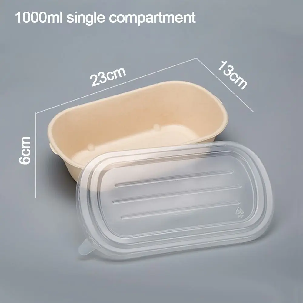 500ml 700ml 850ml 1000ml Disposable Paper Food Containers with Lids, Eco-Friendly Pulp Salad Lunch Box, Oil-Proof Takeout Bento Box for Hot Cold Meals, Recyclable Degradable To-Go Packaging 1