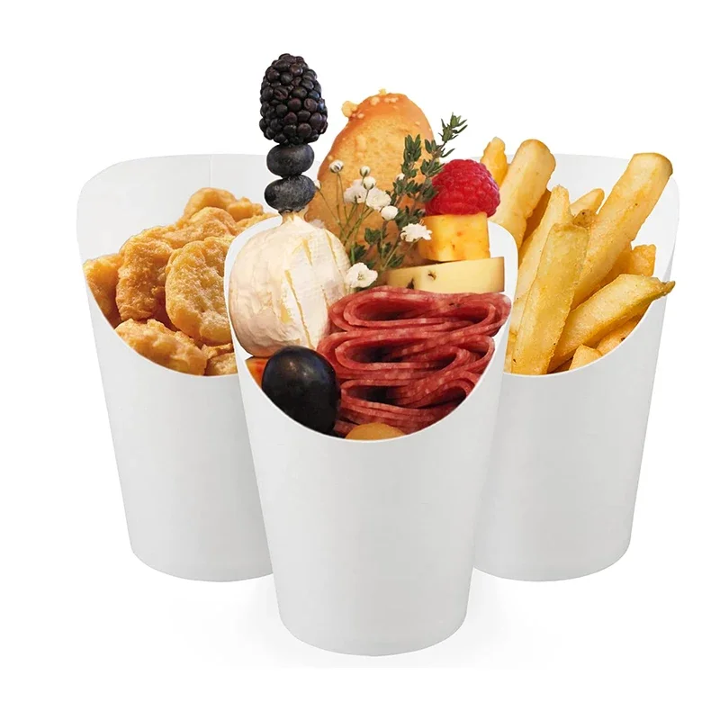 50pcs Disposable Kraft Paper French Fries Holders, Snack and Dessert Cups, Potato Chips Containers, Charcuterie Cups for Parties, Weddings, Birthday Celebrations, Catering, Takeout, Eco-Friendly Food Service - 图片 5