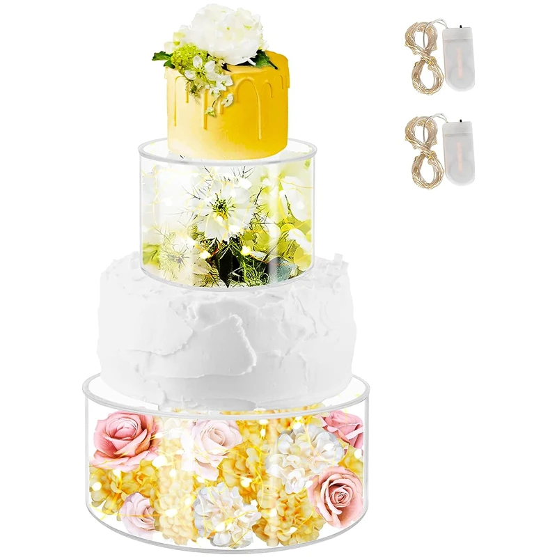 2Pcs Acrylic Cake Stand Fillable Risers, Clear Tiered Cake Display Boxes, Stackable Dessert Stand for Wedding, Birthday, Party, Bakery, Cupcakes, Pastries, Mousse, Holiday Celebration, Elegant Dessert Table Presentation 13