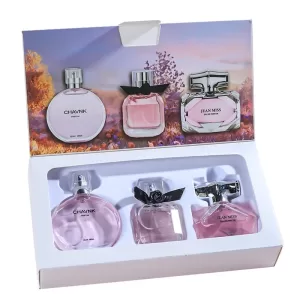 Luxury Empty Perfume Bottle Set with Gift Box – 3-Pack 30ml Refillable Bottles, 90ml Total, Women’s Container Collection, Glass, PET, Acrylic, or Metal Bottles with Alloy, ABS, or Wooden Cap Options, Premium Paperboard, Kraft, or Recycled Box with Matte, Glossy, or Embossed Finish and Velvet, Satin, or EVA Foam Interior
